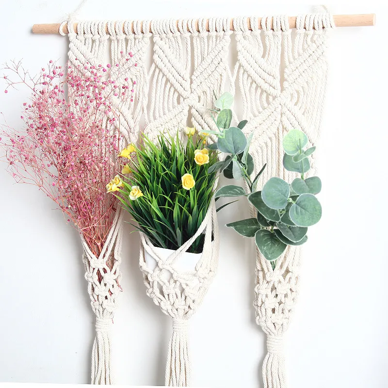 Woven Tapestry Bohemian Dried Flower Pot Rack – image 5