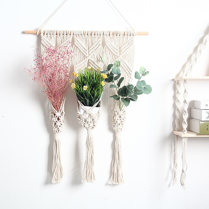 Woven Tapestry Bohemian Dried Flower Pot Rack — foto 2