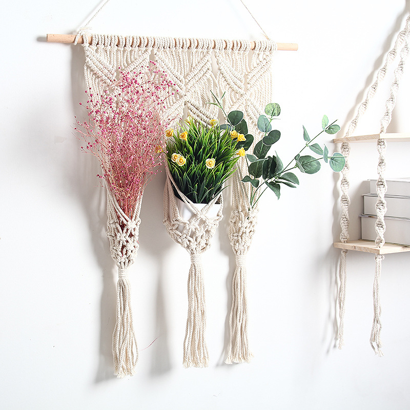 Woven Tapestry Bohemian Dried Flower Pot Rack — foto 4