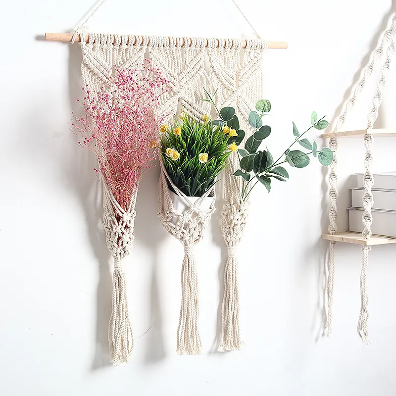 Woven Tapestry Bohemian Dried Flower Pot Rack – image 4