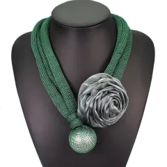 Large Imitation Pearl Pendant Necklace Lace Necklace - Green - View 1