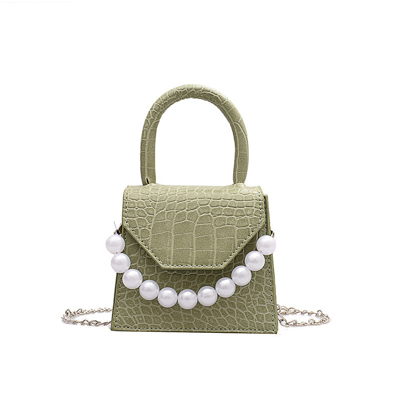 Fashion Western Style Stone Pearl Small Square Bag