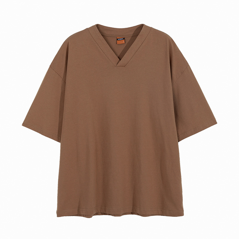 Solid Color Bottoming Shirt Half-sleeved V-neck Pullover Loose Short-sleeved T-shirt Men's