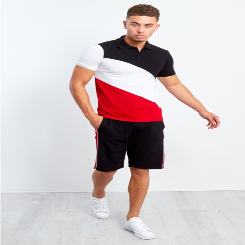Striped Stitching Hip-hop Sports Muscle Fitness Suit