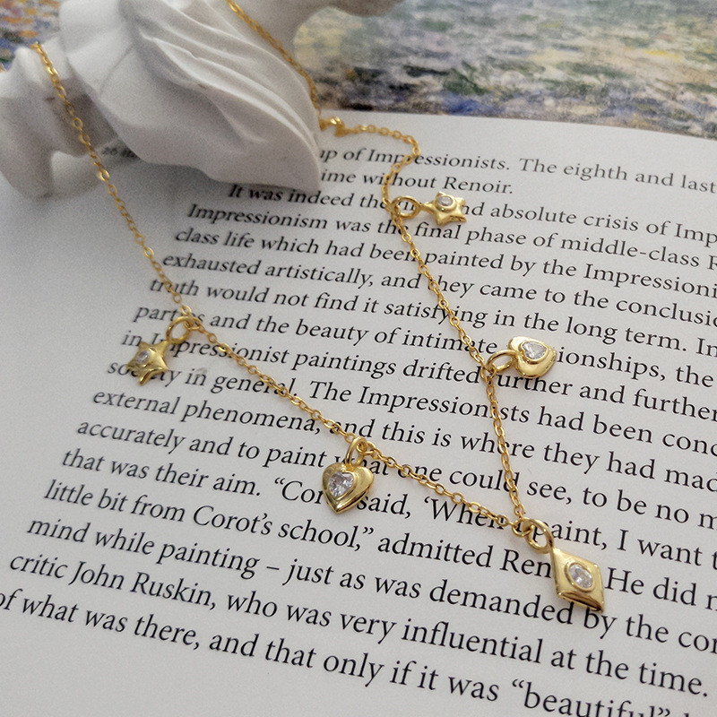 S925 Sterling Silver Necklace Popular Choker Clavicle Chain Love Element