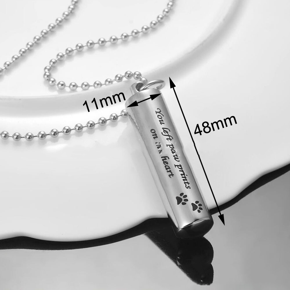 Round Titanium Steel Pendant Heart-shaped Column Cylinder Urn Necklace