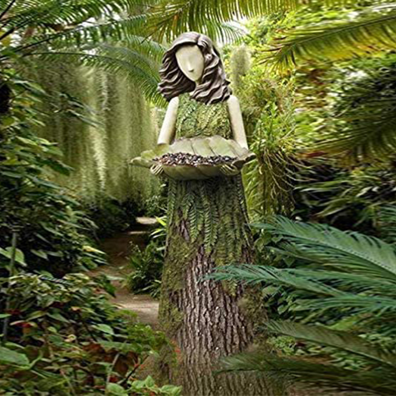 Fern Fairy Statue Goddess 2 In 1 Hummingbird Bird Feeder Resin Wall Courtyard — foto 4