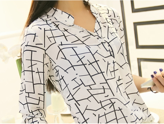 Women's Striped Short Sleeve Chiffon Shirt