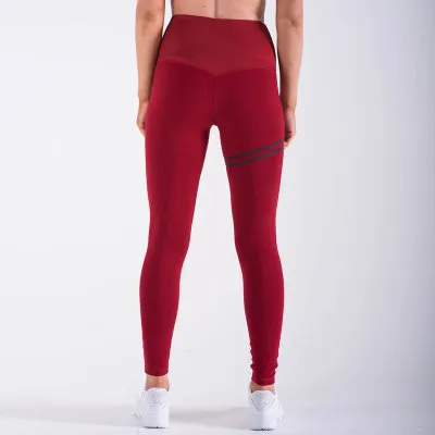 Digital Double Loop Print Hip Lifting Elastic High Waist Women's Leggings Red - Shop at LoveMi