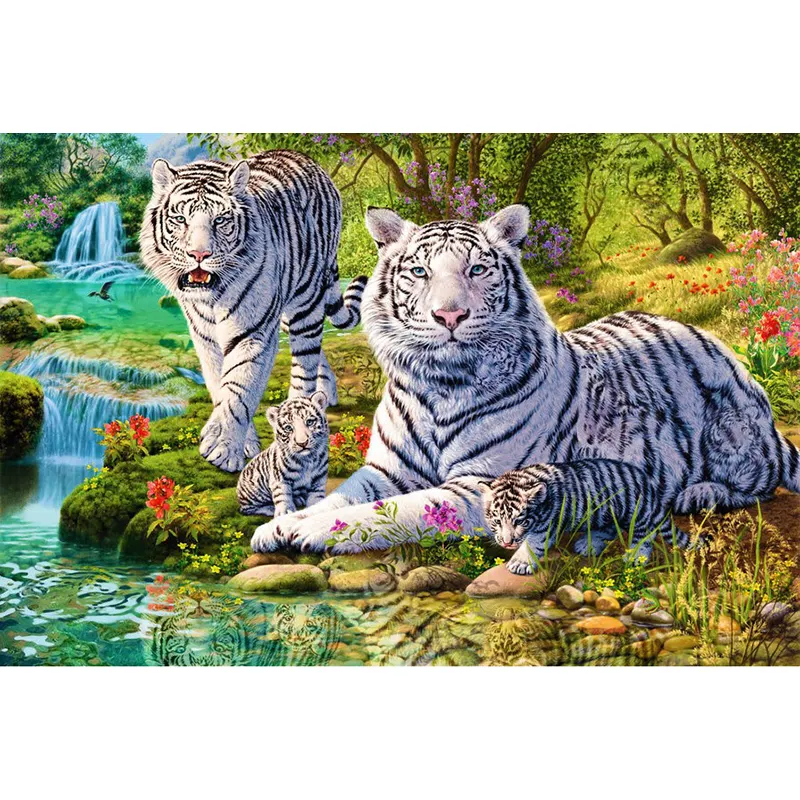 New Needlework Diamond Painting Mosaic Tiger Family