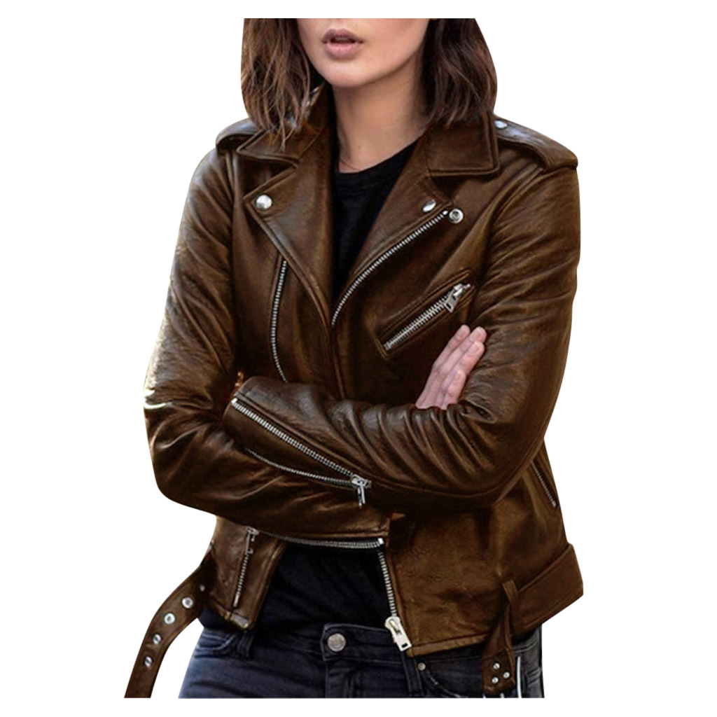 Zip leather jacket