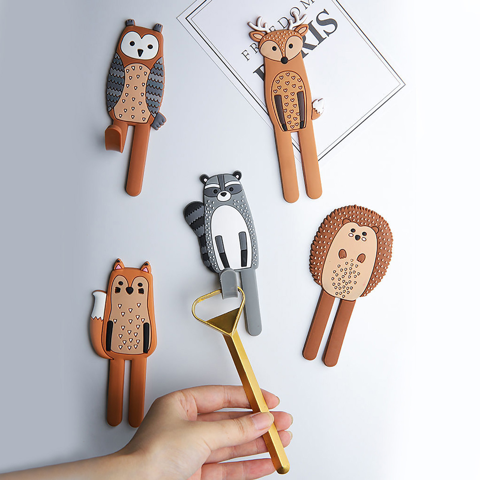 Fridge Magnets Non-marking Magnetic Sticker Hook Refrigerator Sticker Animal Cartoon Cute Fridge Magnet Hook Up Home Decor