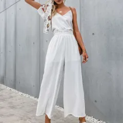 Casual Simple Drape Loose Wide-leg Pants - White - View 1
