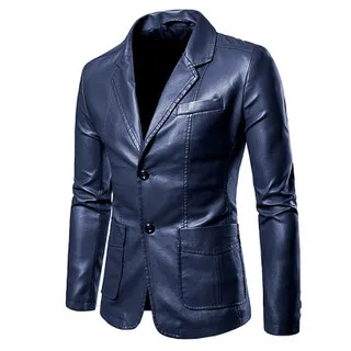 Men's Slim Lapel All-match PU Small Suit Men's Lapel Leather Suit Leather Jacket