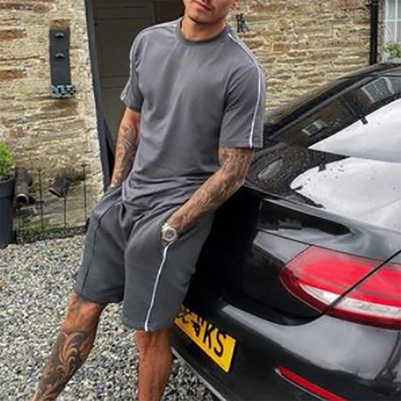 Summer Men's Short Sleeved Shorts Two Piece Sports Casual Loose Suit