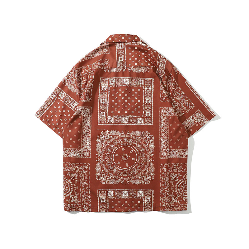 Retro Cashew Flower Full Print Short-Sleeved Shirt For Men