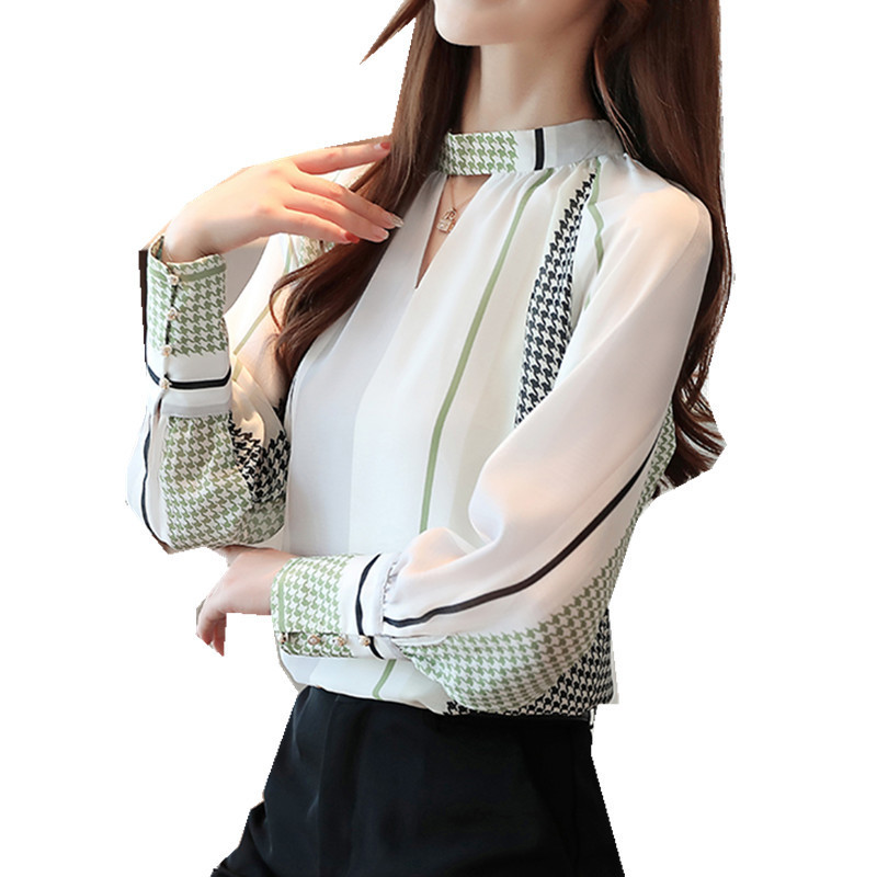 New Design Sense Niche Hong Kong Flavor Retro V-neck Chiffon Shirt