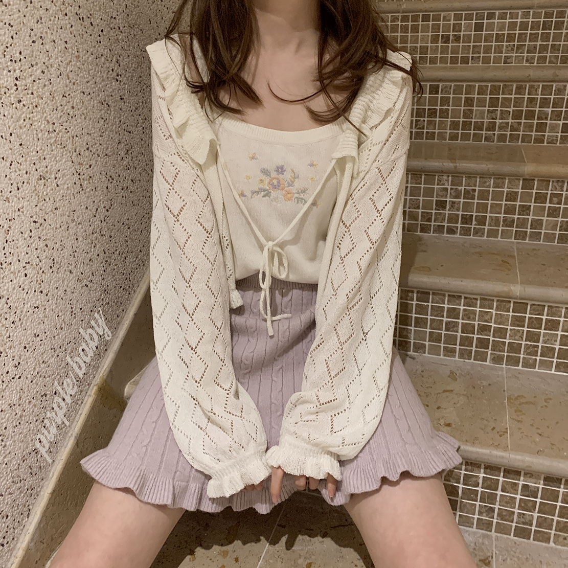 Retro Girl Hollow Tie TT Yarn Bow All-match