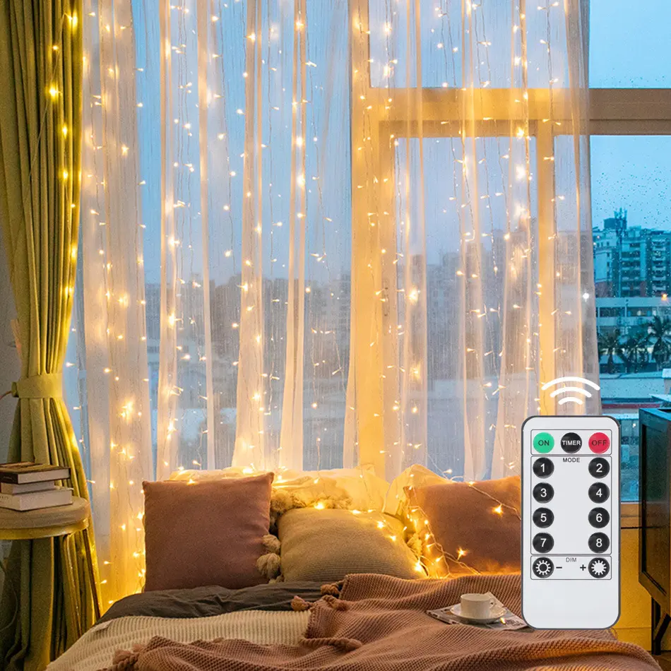 Curtain Lamp Copper Wire String Usb Remote Control 300Led3