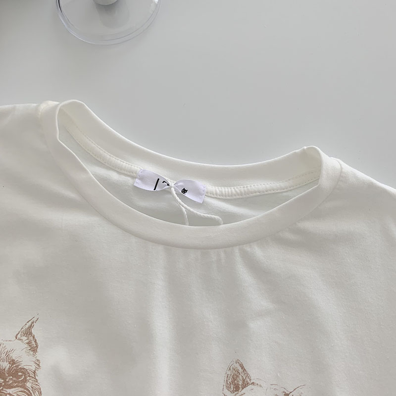 T-shirt Design Sense Niche Personality Printing All-match Women's Clothing New Korean Loose Short-sleeved Shirt