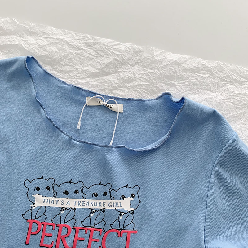 T-Shirt Design Sense Niche Self-Cultivation Short Women'S Summer