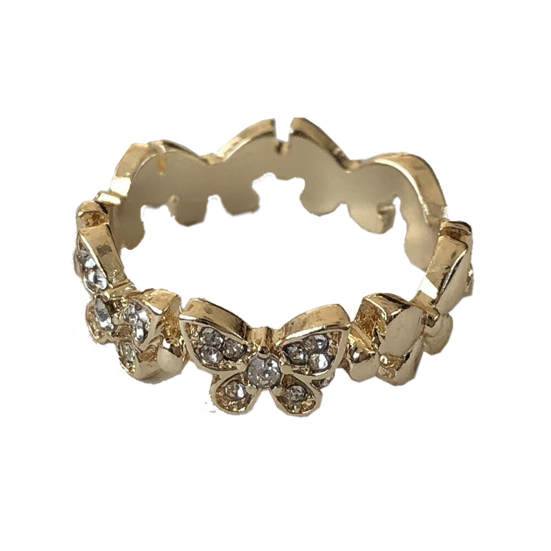Dongdaemun Butterfly Diamond Ring Female Fashion Personality Ring Temperament Sweet Ins