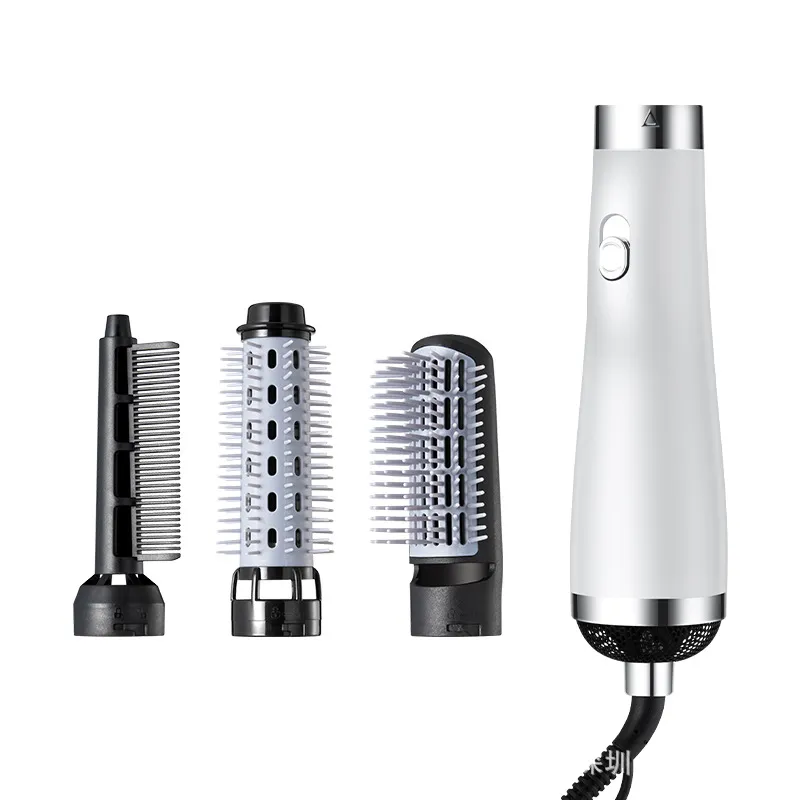 Hair Dryer Multifunctional Three-In-One High-Power Hair Dryer Curling Iron Hair Straightener Gift - White