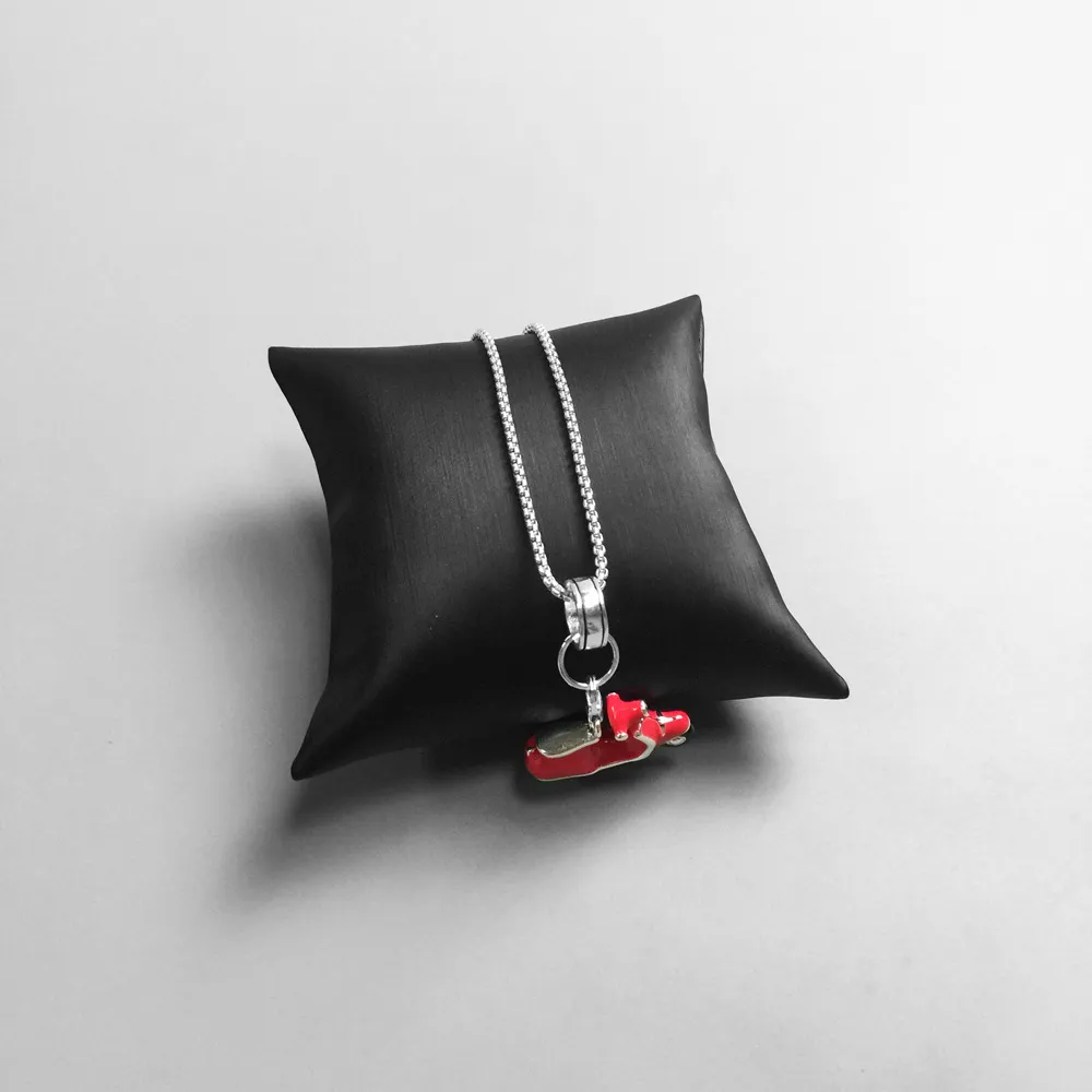 Motorcycle Charm Pendant 925 Sterling Silver - Red