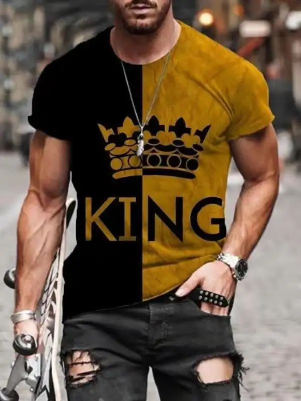 Men's T-shirt Element Print Round Neck Short Sleeve