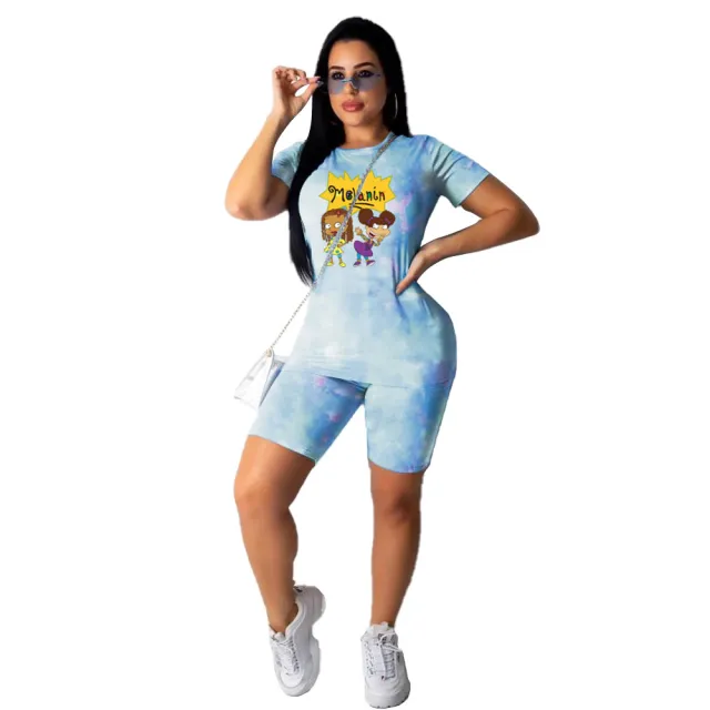 Printed Sleeveless Temperament Pants Suit Blue - Shop at LoveMi