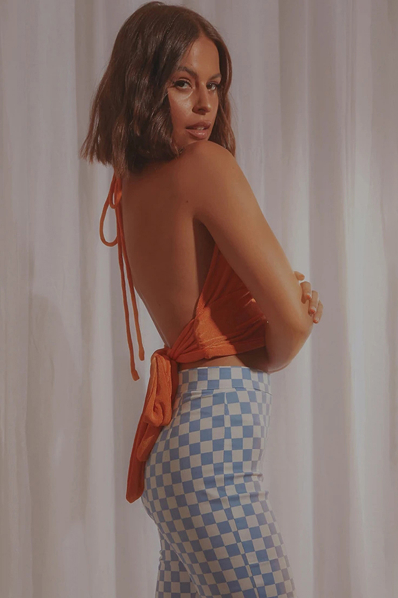 Fashion Pleated Slim Backless Crop Top