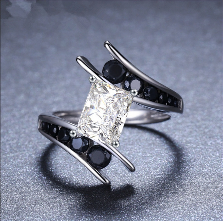 Shaped Personality Square Zircon Female Ring Fashion Men And Women