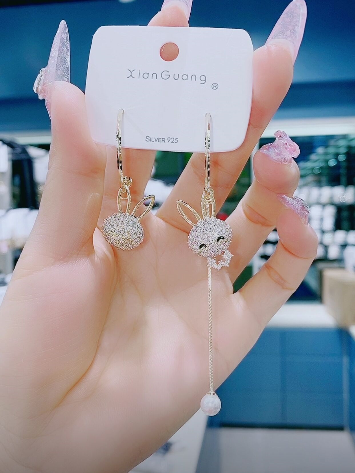 Ab Rabbit Tassel Earrings New Sterling Silver Pin