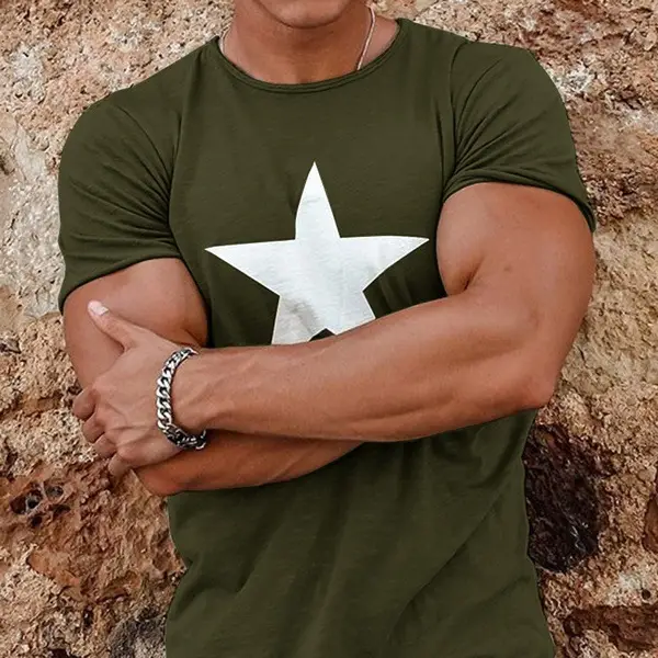 Men's Fashion Star Print T-shirt Europe And America