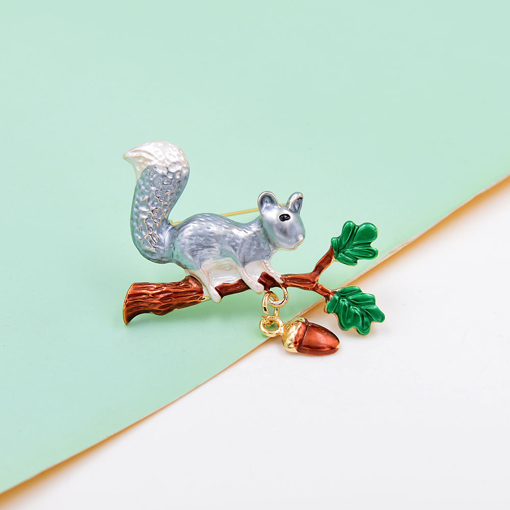 Enamel Squirrel Brooch