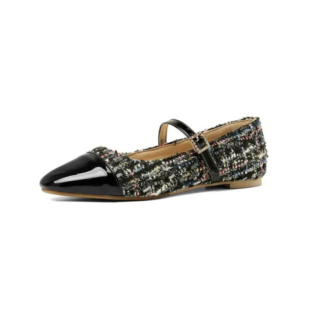 Oversized Flat Shoes Women's Autumn New Style Splicing Square Toe Belt Buckle Fairy Style Women's Shoes Red - Shop at LoveMi