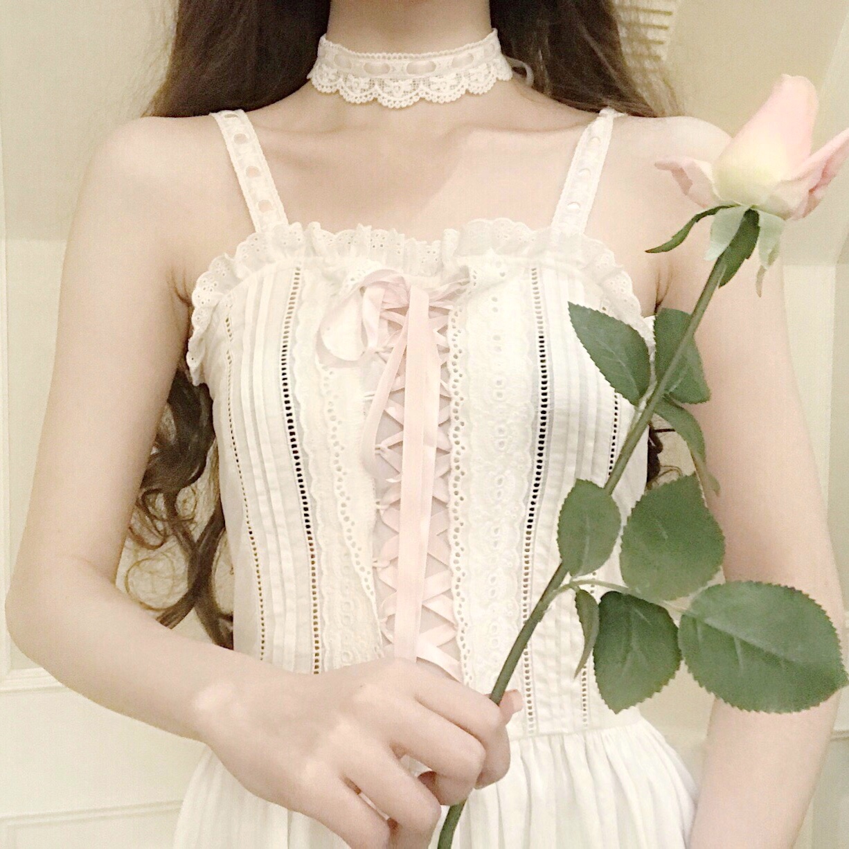 French Girl Dress Retro Sweet Western Style Small Straps Thin Lace Ballet Skirt White Suspender Skirt