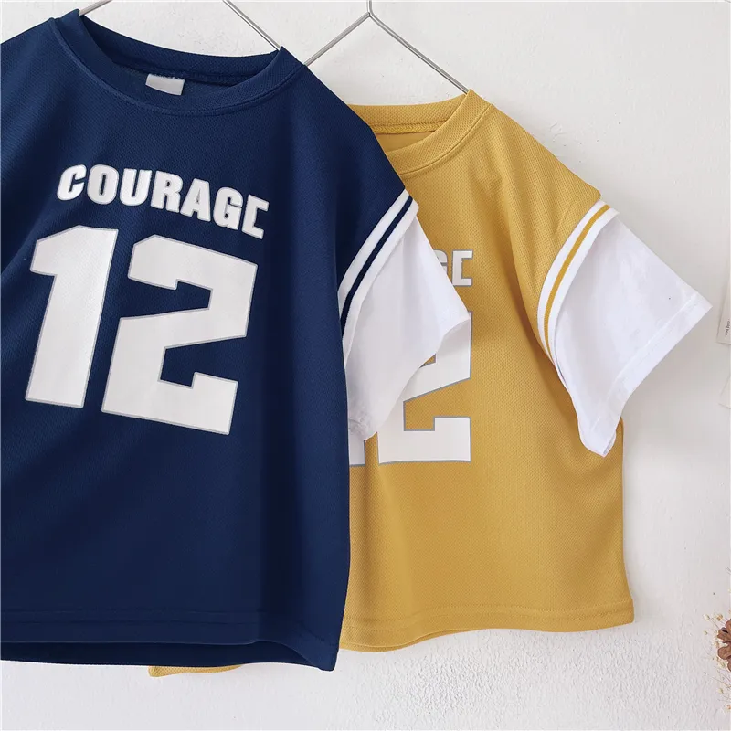 Xiaojie's Boy Sports Style Fake Two Short-sleeved