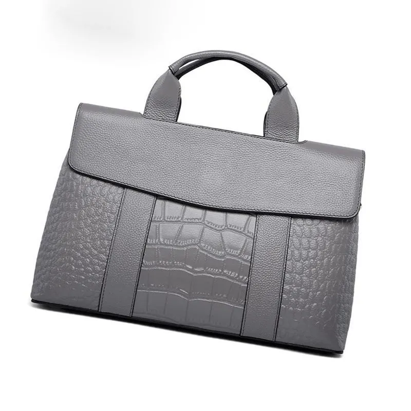 Leather Pattern Handbag Large Capacity Ladies Bag New European And American Fashion All-match Messenger Shoulder Bag - Grey
