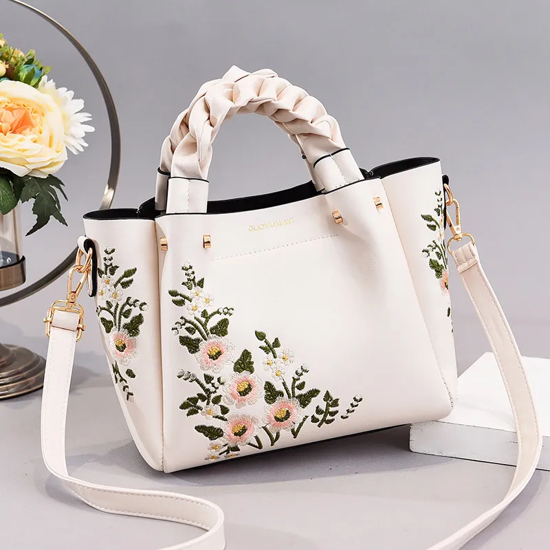 Hand Bags Tote Bag For Women Shoulder Woman Ladies Shopping - White