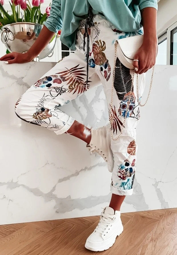 New Floral Print Casual Comfortable Fashion Lace Up Trousers 2.Style - Shop at LoveMi