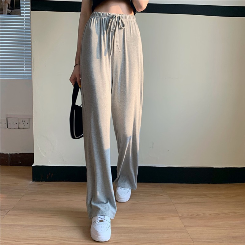Drawstring Slim High Waist Mopping Pants