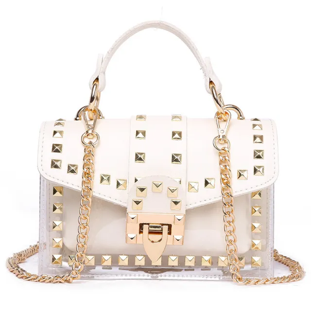 Summer Bag New One shoulder Pvc Messenger Transparent Small Bag Girl Chain Picture Mother Bag White - Shop at LoveMi