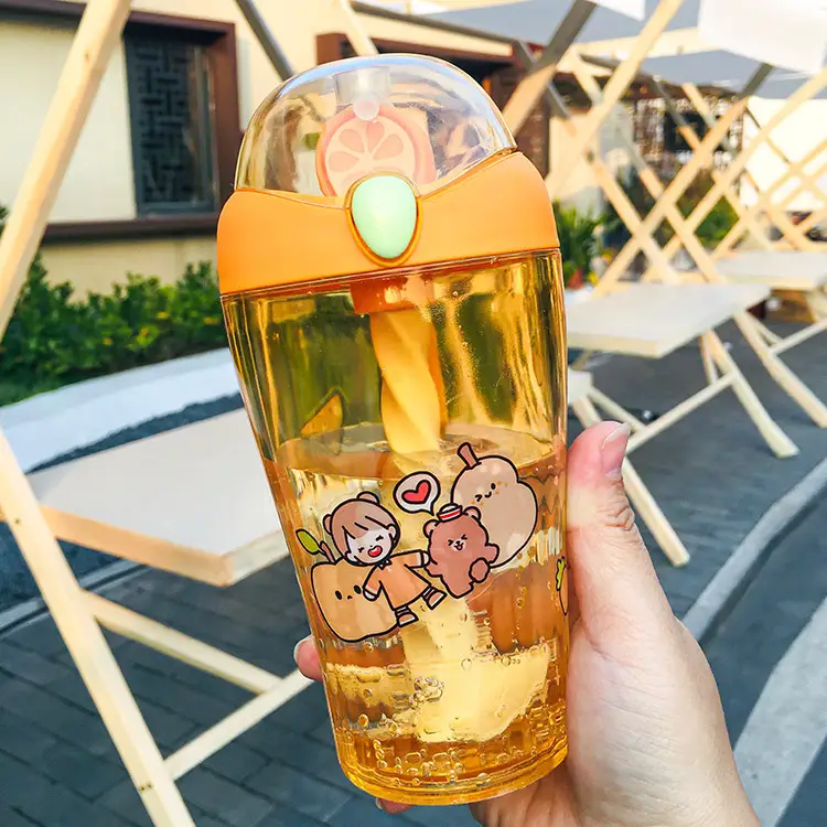 Cartoon Cute Diy Sticker Straw Mixing Cup