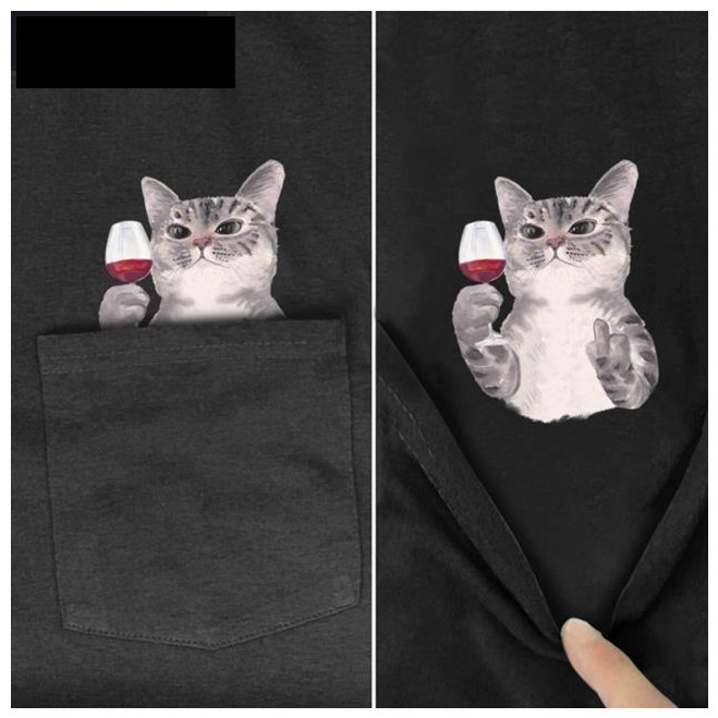 Men'S T-Shirt Fashion Brand Summer Pocket Cat - 2