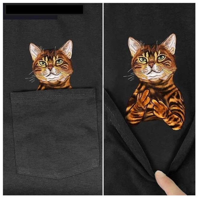 Men'S T-Shirt Fashion Brand Summer Pocket Cat - 3