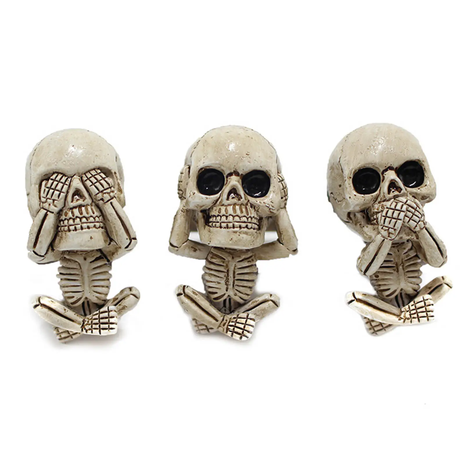 Skull Car Ornaments Air Outlet Ghost Head Three-piece Interior Pendant Decoration Ornament Ghost Head Desktop Figurines Decor