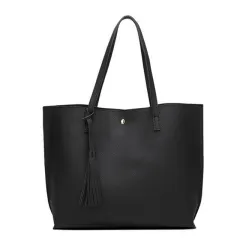 Handbag Soft Leather Bucket Bag Casual Shoulder Messenger Bag - Black - View 1