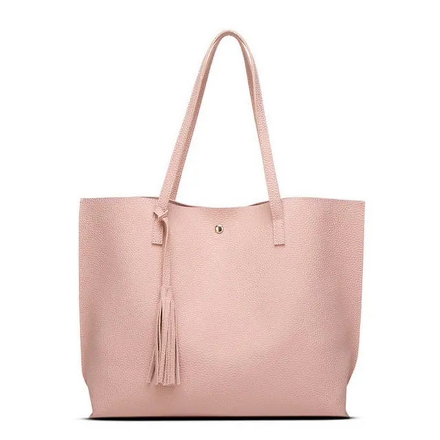 Handbag Soft Leather Bucket Bag Casual Shoulder Messenger Bag Pink - Shop at LoveMi