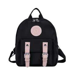 Women Backpack New Zipper Female Backpacks Small Teenage School Bag Double Belt Mini Shoulder Bags - Black - View 1